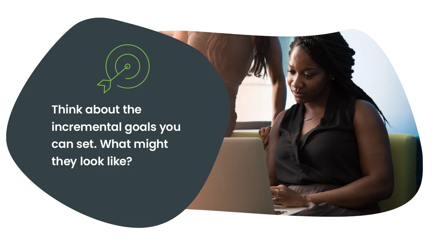 Think about the incremental goals you can set. What might they look like?