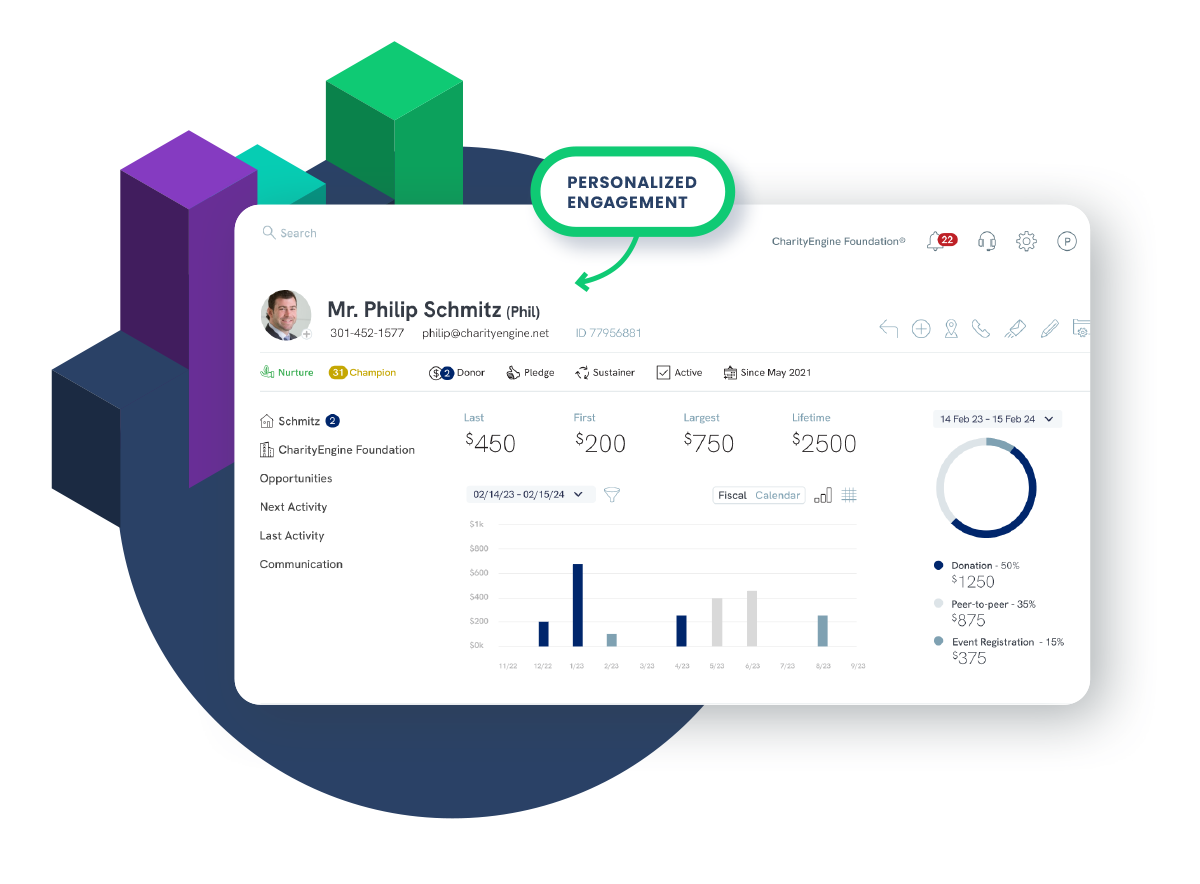 CharityEngine Donor Details Screenshot
